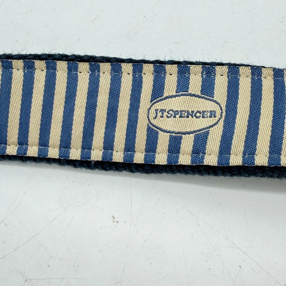 JT Spencer Belt Mens 30 Navy Blue Leather Tab Embroidered Panther Mascot USA
